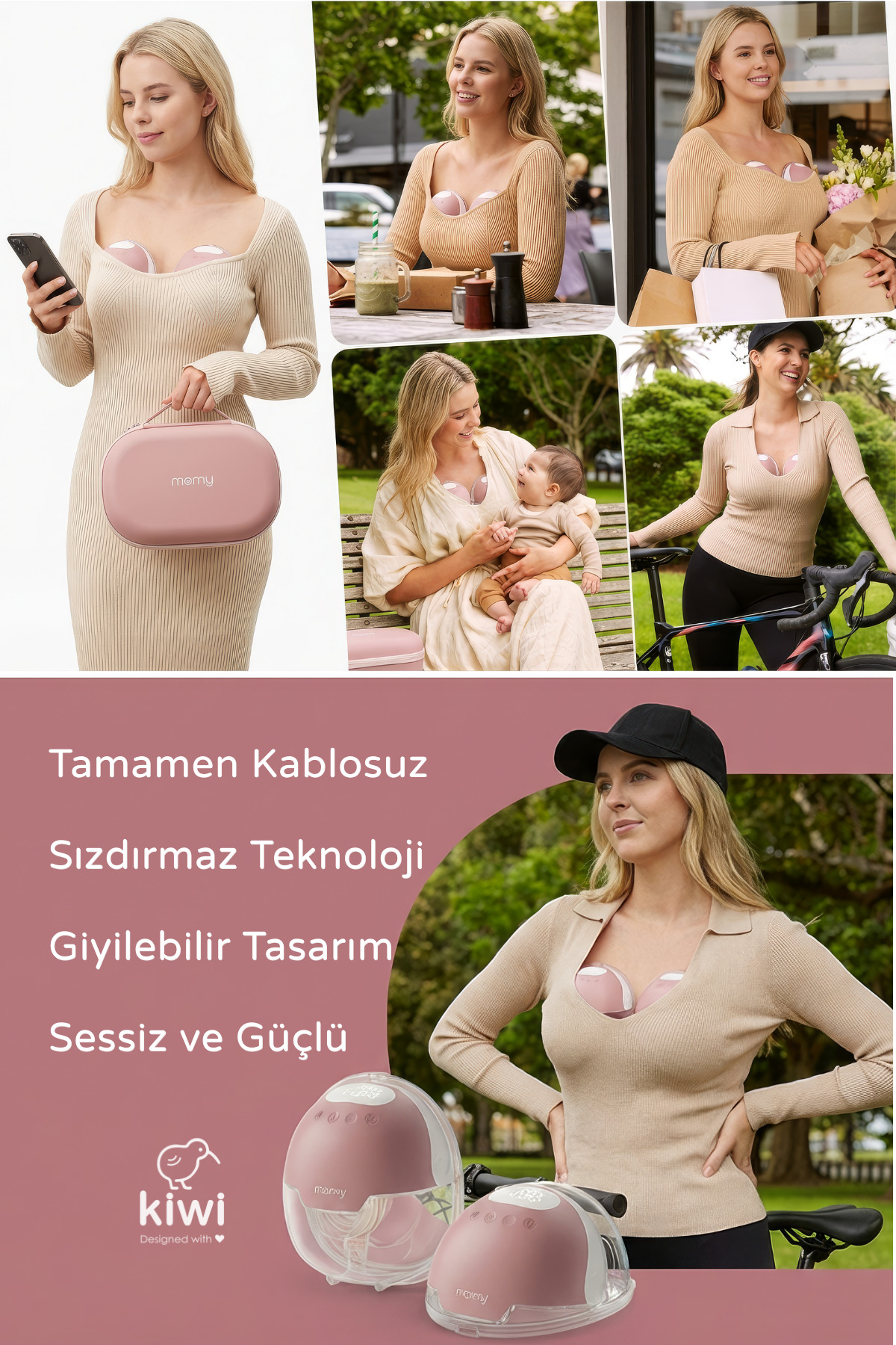 Kiwi Momy S15 Pro Süt Artıran Giyilebilir Göğüs Pompası, Ultra Sessiz - Gizli, 4 Mod 12 Seviye, LED Panel fotoğrafı 4 (önizleme)