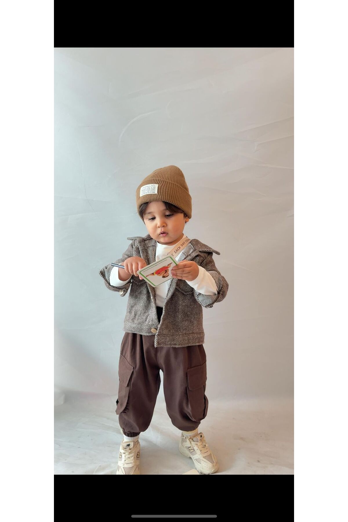 bohemiankids baby wear kargo pantolon kahverengi ceket takım fotoğrafı 2 (önizleme)