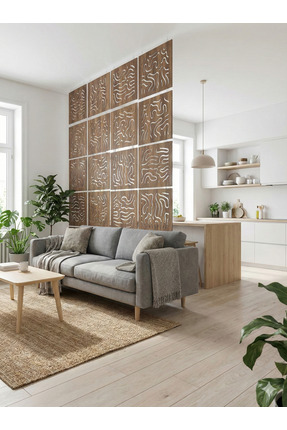 Tooall Lazer Kesim Ahşap Seperatör, Ev ve Ofis İçin 40x40 cm Modüler Dekorati...