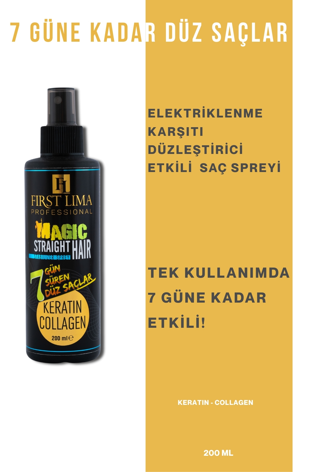 First Lima Professional Elektriklenme Karşıtı, Düzleştirici Etkili Saç Spreyi 200 Ml — 2025