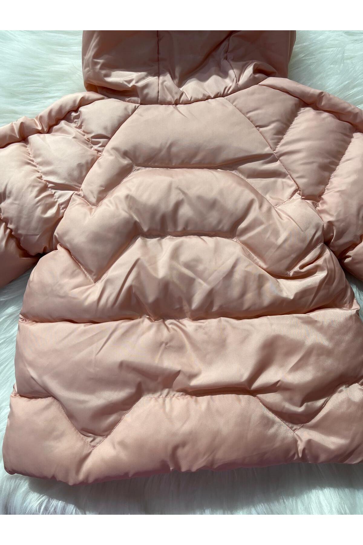mayakids İÇ KISMI PELUŞ PUDRA DÜZ RENK ŞİŞME KIZ BEBEK MONT fotoğrafı 5 (önizleme)