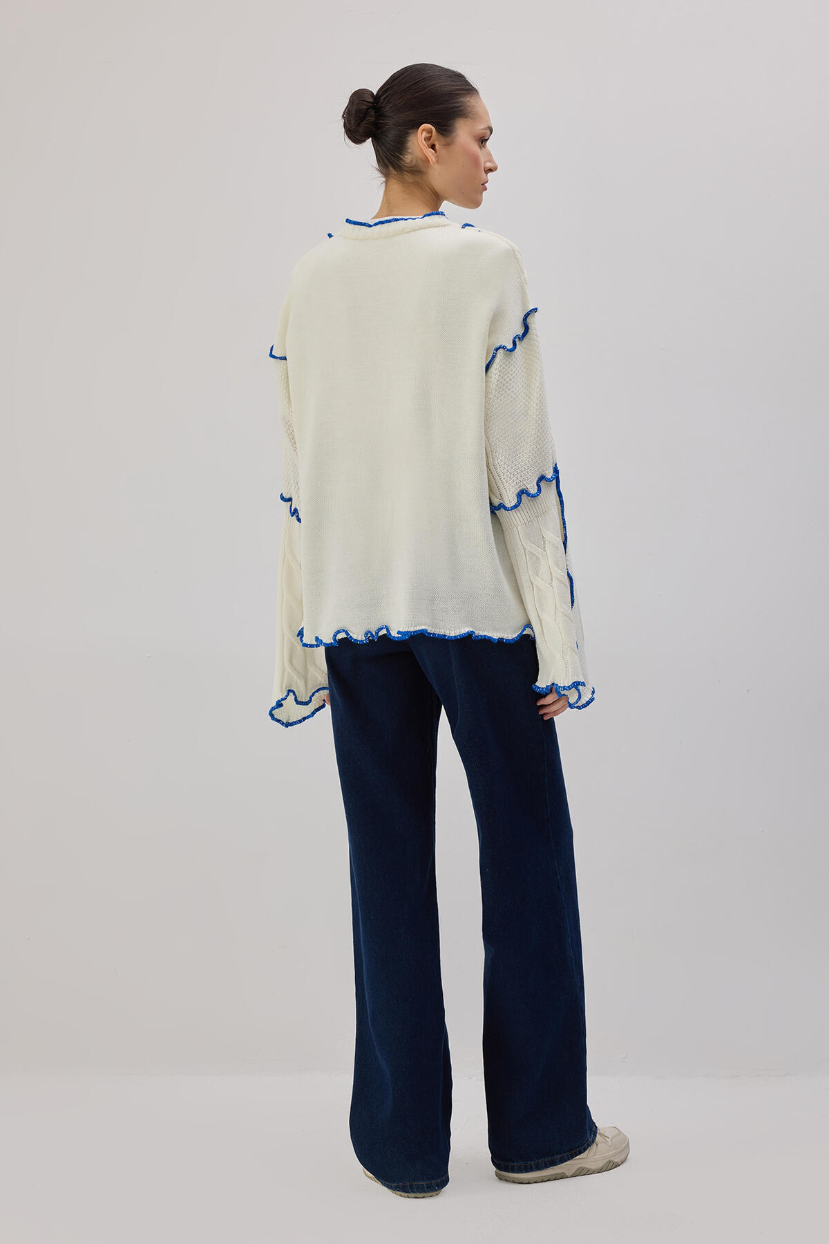 Touche Prive  KONTRAST BİYELİ TRİKO HIRKA - Görsel 6