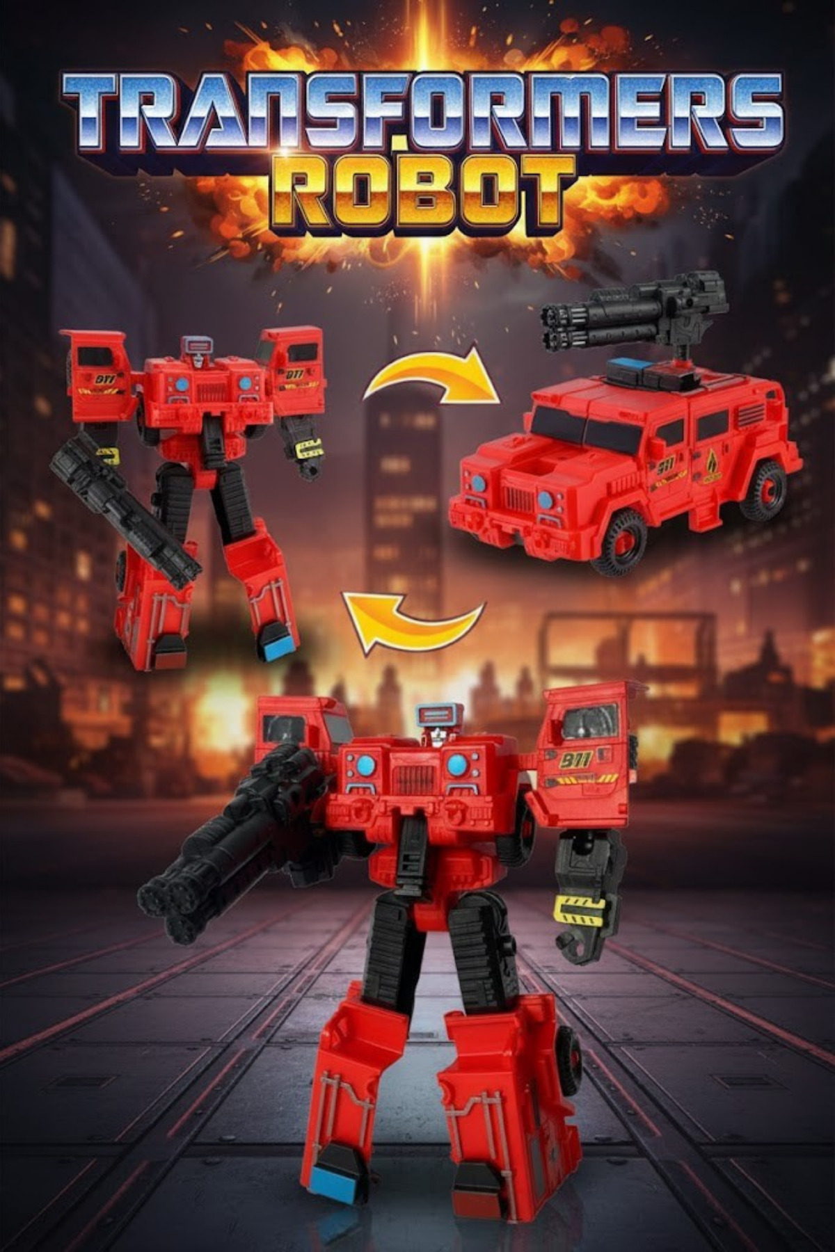 craftivio Dönüşen Robot Araba İtfaiye Kurtarma Aracı 2'si 1 Arada