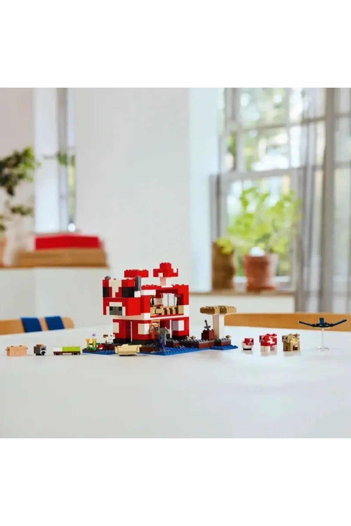 NO BOX قرمز ۵۰۰ تکه مدل ساخت‌وساز قارچ موو خانه DIY مجموعه بلوک‌های ساختمانی بازی دنیای کوچک من