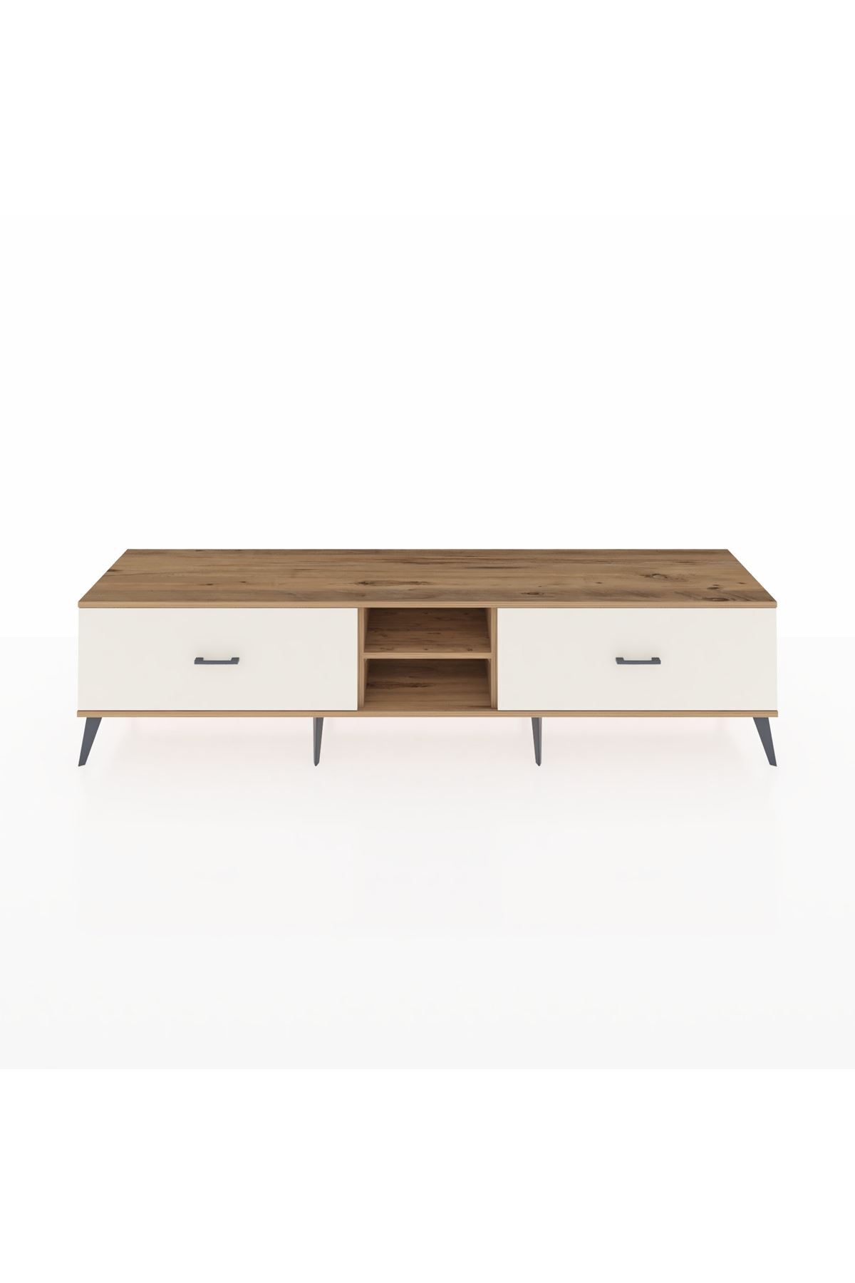 Hyperion TV Unit Single Shelf 2 Drawers 220x44x51 Pine-Pine/Moonstone