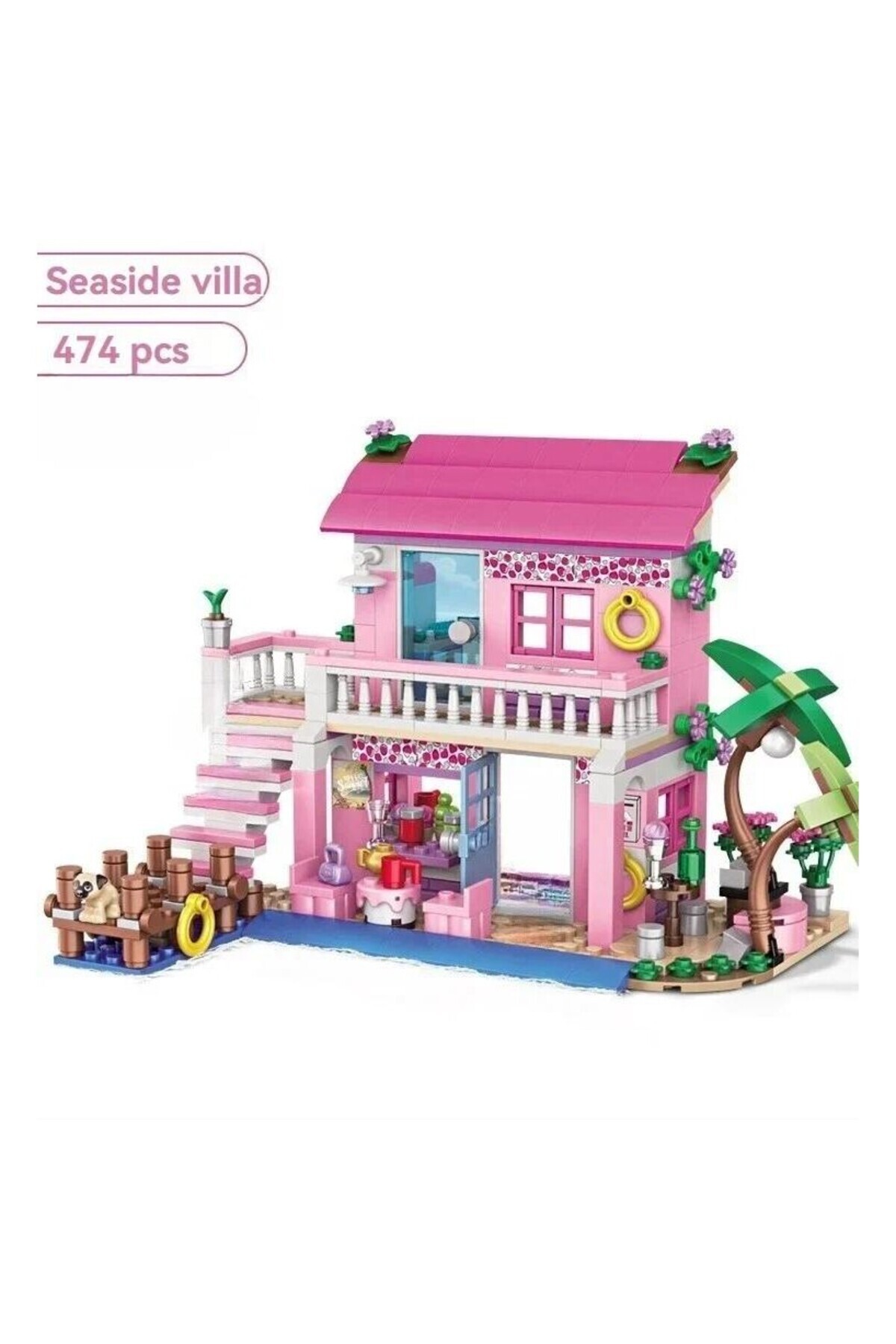 ۴۷۴ عدد بلوک‌های ساختمانی فیگور دار DIY برای ساخت شهر دوستان، خانه، تعطیلات تابستانی، ویلا کنار دریا، آپارتمان