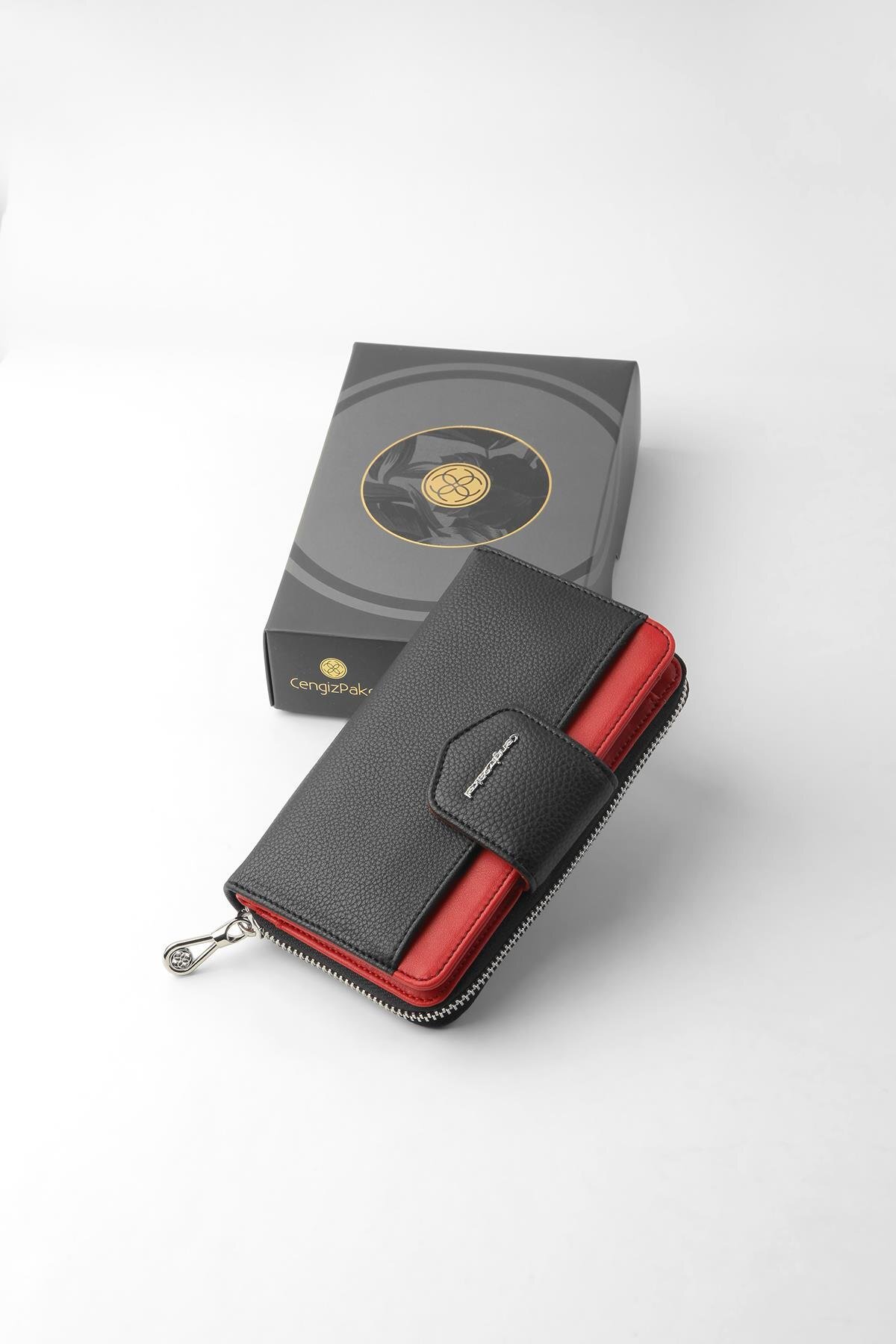 Cengiz Pakel  Nova Orta Boy Kadın Cüzdan – 65316 - Siyah/Kırmızı - Görsel 4