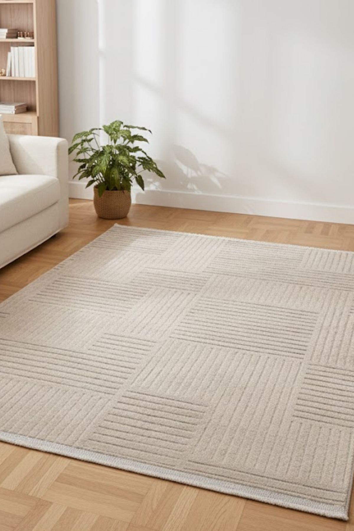 Verona Scandinavian Embossed Washable Anti-Slip Base Soft Woven Living Room Kitchen Nursery Carpet