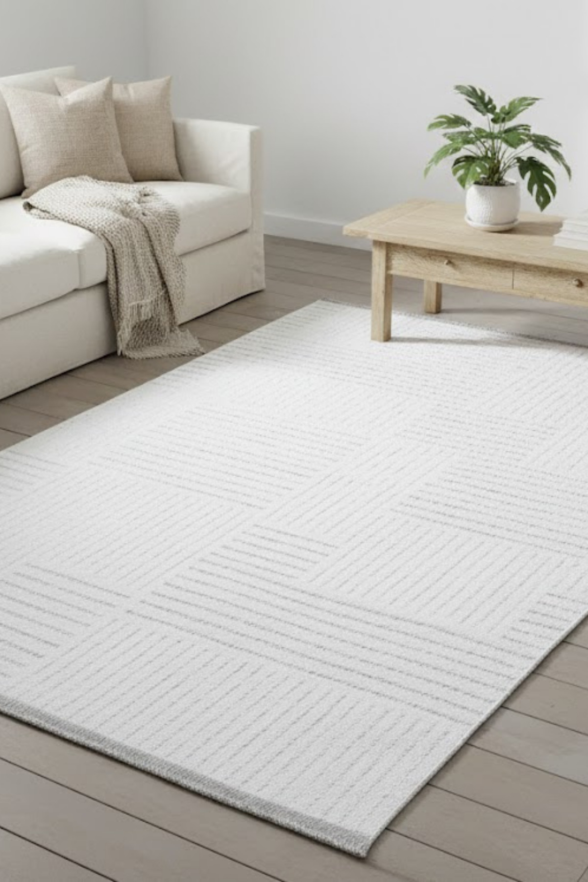 Verona Scandinavian Embossed Washable Anti-Slip Base Soft Woven Living Room Kitchen Nursery Carpet