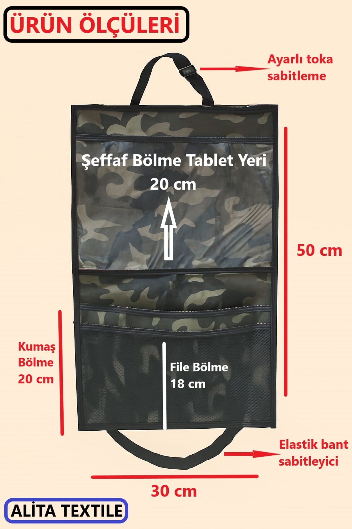 ALİTA TEXTILE Araba Koltuk Arkası Düzenleyici, Araba İçi Organizer, Oto Koltuk , Tablet Tutucu Şeffaf fotoğrafı 4 (önizleme)