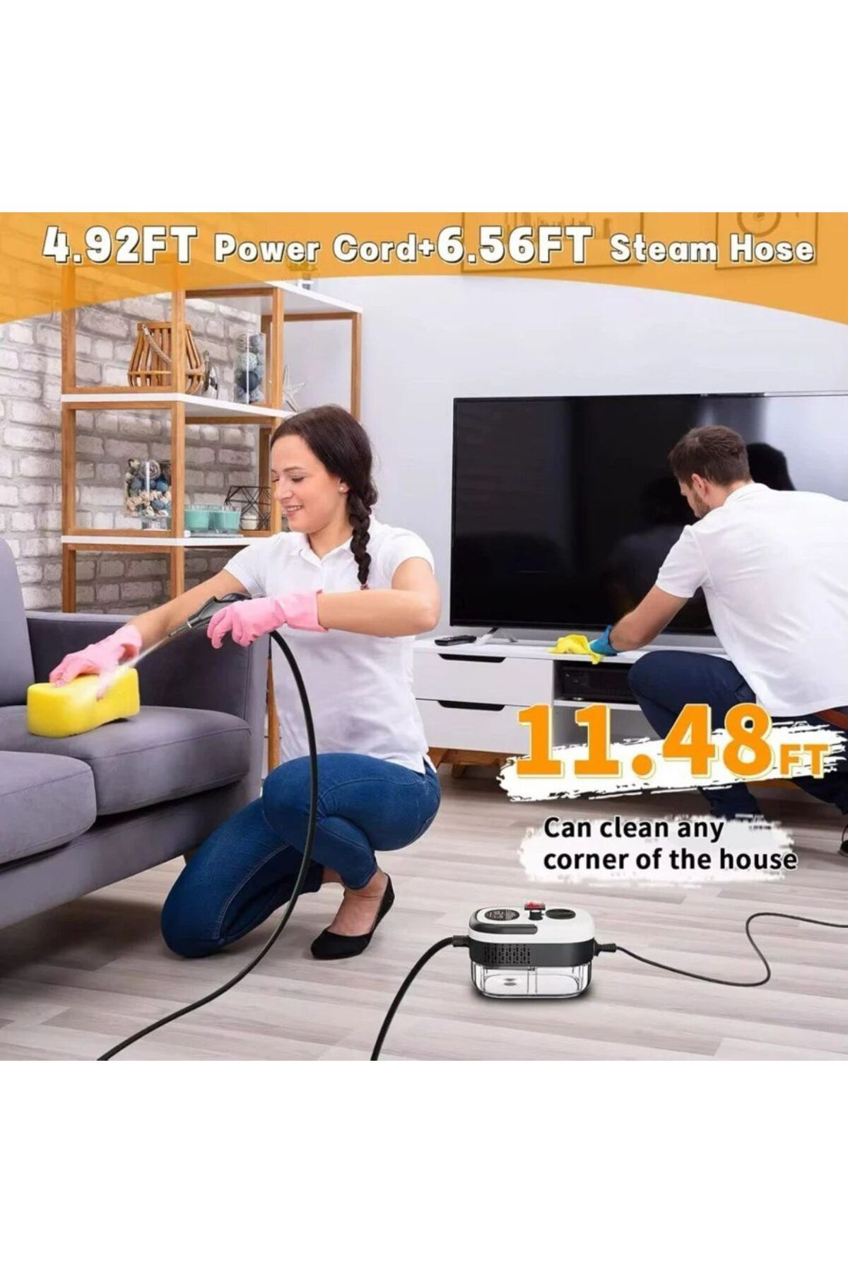 منظف بخار محمول 2500 واط ضغط 3 بار بخزان 1 لتر لتن...