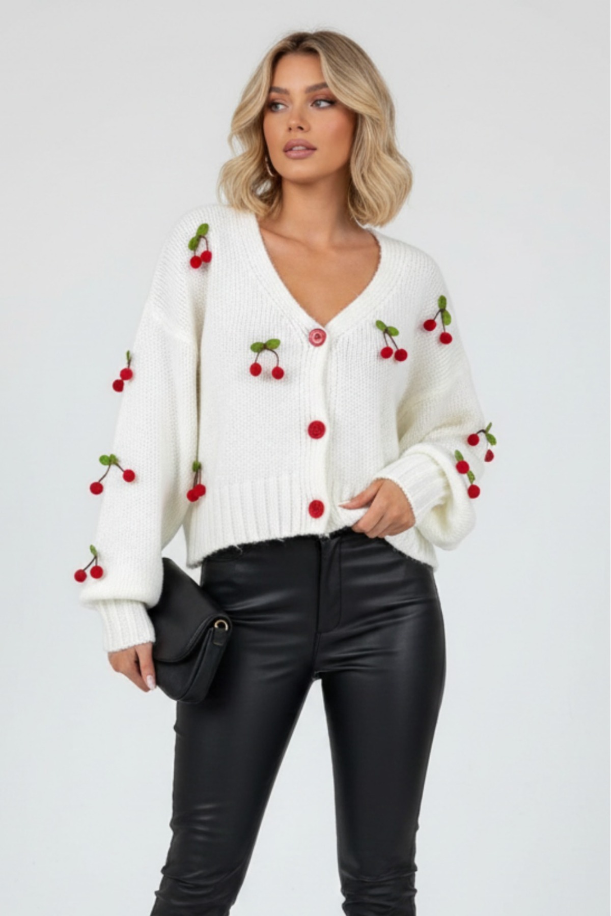 Young Girl Cardigan with Cherry Bunches Soft