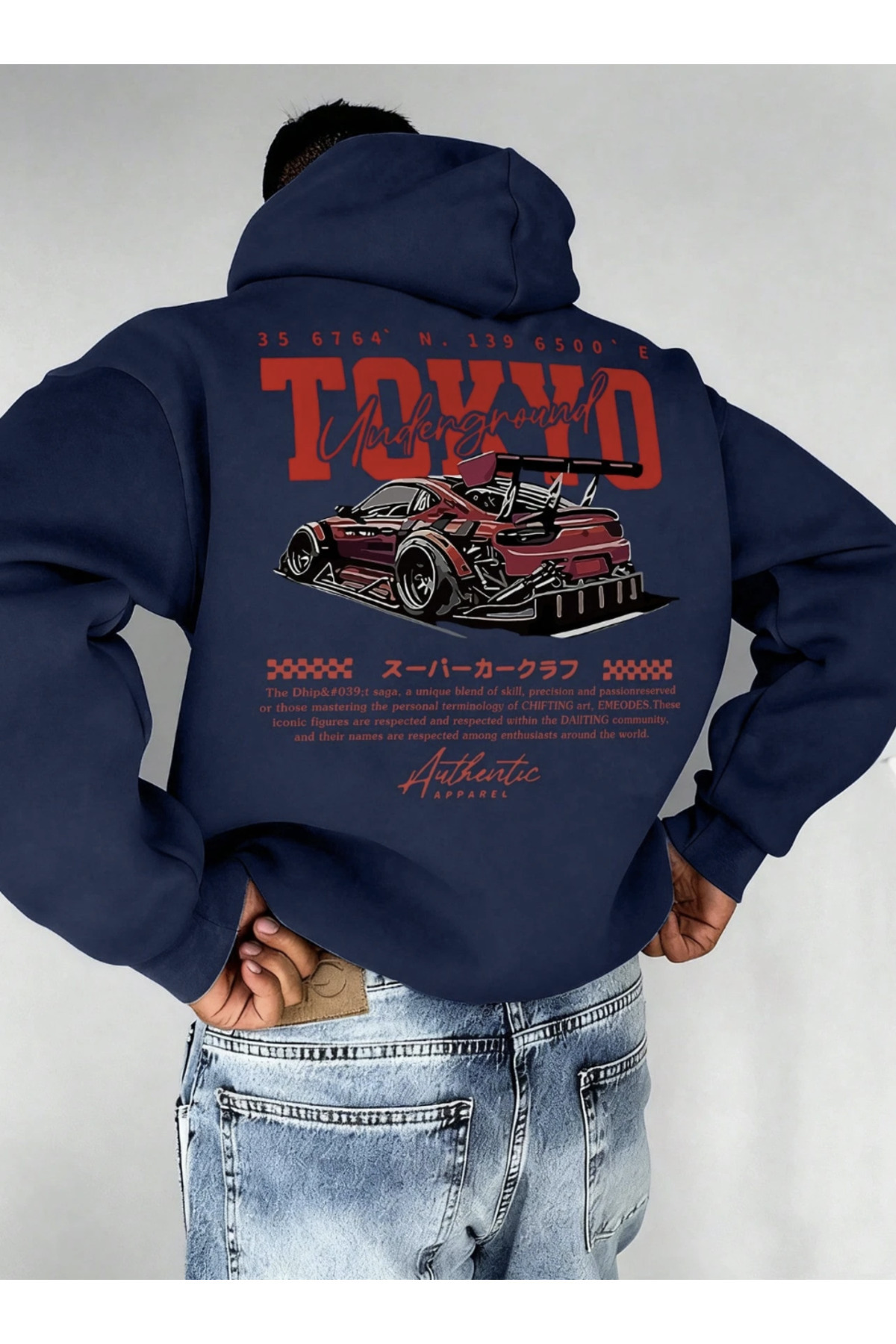 COHERENT Unisex Erkek/Kadın KIRMIZI TOKYO Renkli Özel Baskılı Pamuklu Oversize Kapüşonlu Sweatshirt