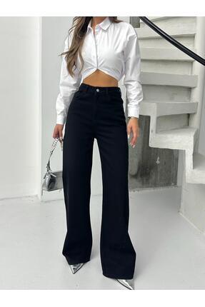 miday Yüksek Bel Siyah Renk Wide Leg Jean