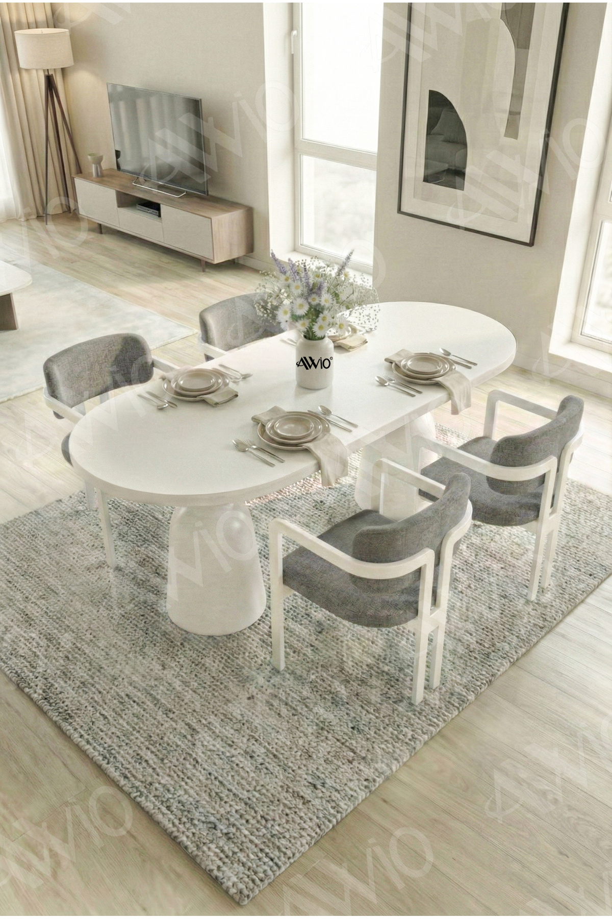 AVVİO Bolivya Serisi Vazo Ayak 4 'lü Metal Tokyo Demonte Sandalye 80x140 Masa Sandalye Takımı