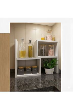 Darga Wood Shop Ayarlanabilir Çok Amaçlı Tezgâh Üstü Raf Baharatlık & Bardakl...