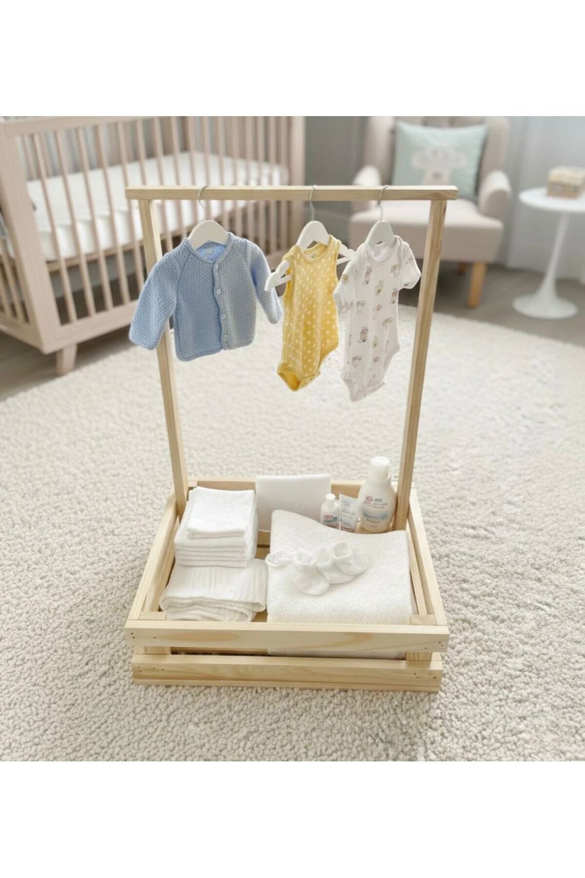 Betüş Home Yenidoğan Bebek Hediye Sepeti, Kırk Uçurma Sepeti, Bebek Sepeti, Ahşap Kasa, fotoğrafı 3 (önizleme)