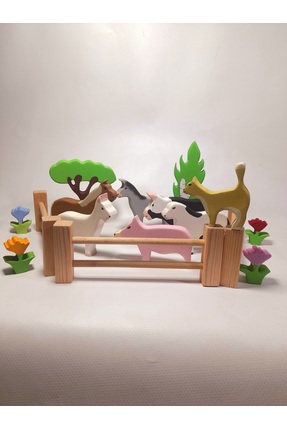 woxwood El Yapımı Ahşap Çiftlik Hayvanları Oyun Seti 18 Parça