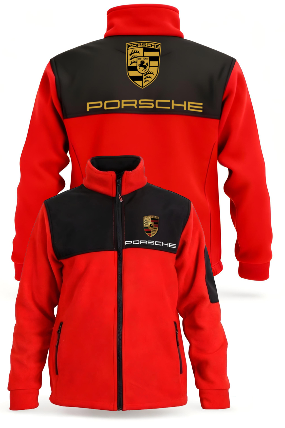 PERSCHE Baskılı Soğuk ve Rüzgar Geçirmez İş Kıyafeti Polar — قرمز vizyonporsche