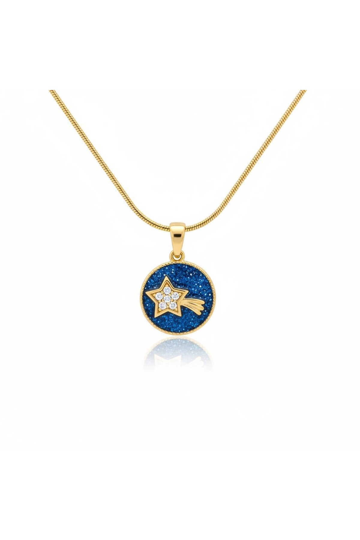 Comet Zircon Stone Steel Necklace-45 cm-Diameter1.3 cm