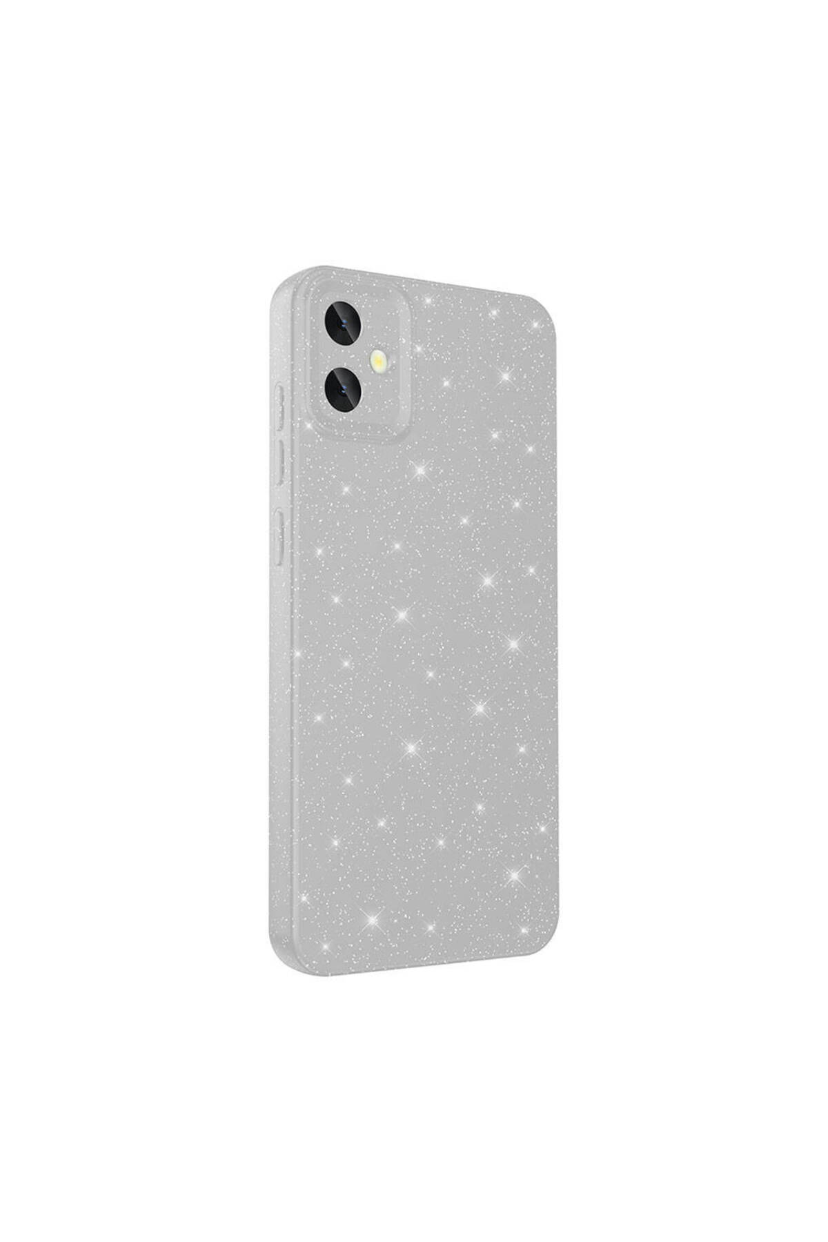 Galaxy A05 Kılıf Kamera Korumalı Simli Lüks SNEL Koton Kapak - Gümüş