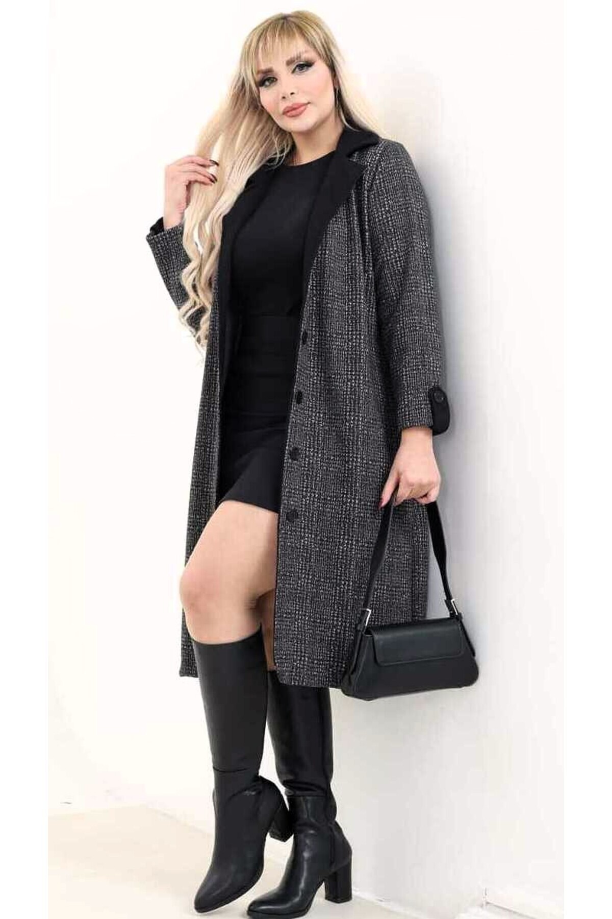 Kheos Ceket Yaka Önu Dugmeli Kolları Apoletli Cepli Büyükbeden Tasarım Hırka