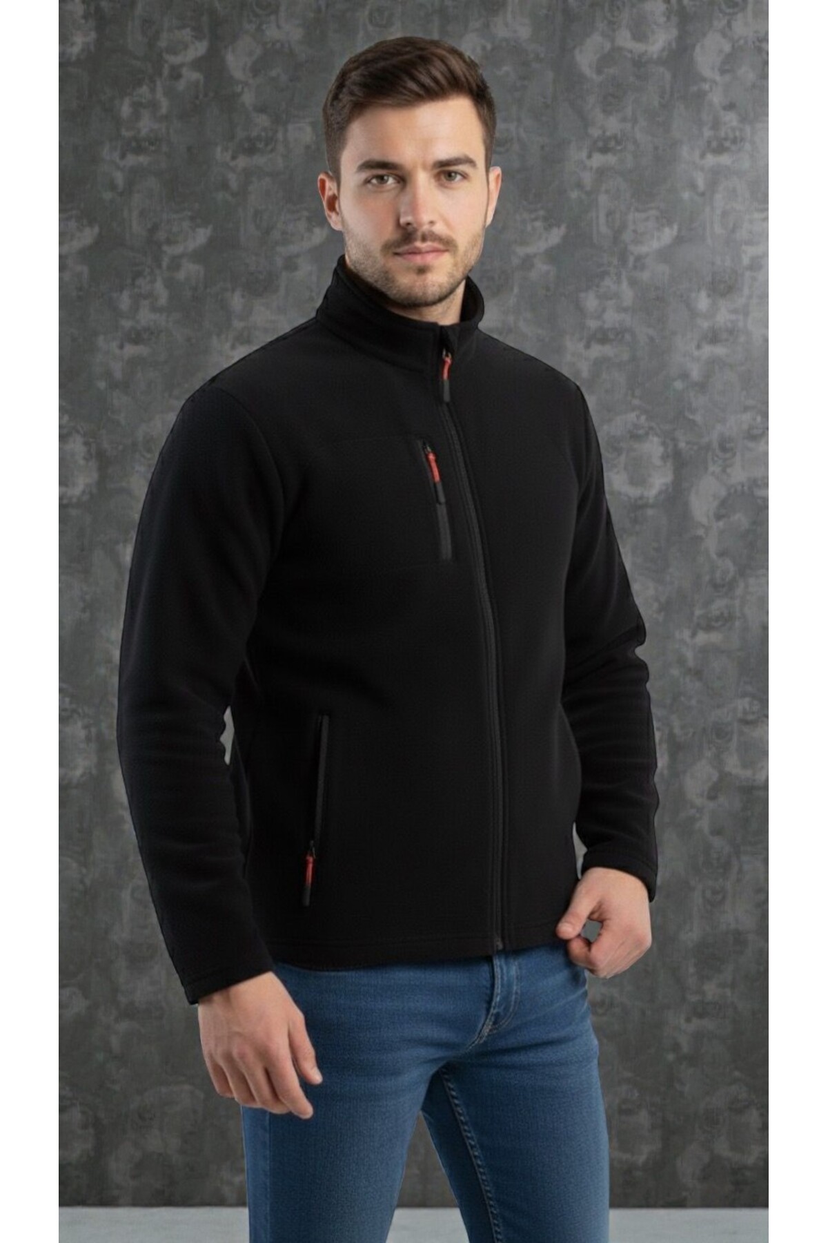 Karatopak  Unisex Polar Tam Fermuarlı 3 Cepli Polar Ceket