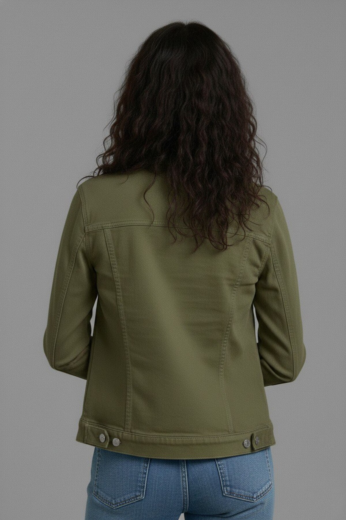 WKM  Kadın Rahat Kesim Çift Cepli Denim Kot Ceket - Görsel 4