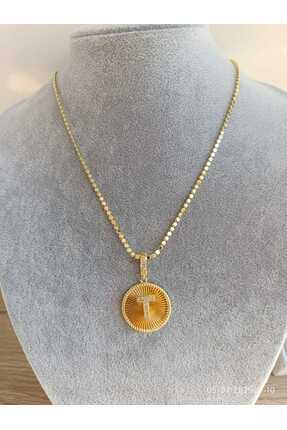 Renna Accessories Çarm harf kolye gold renk T harfi