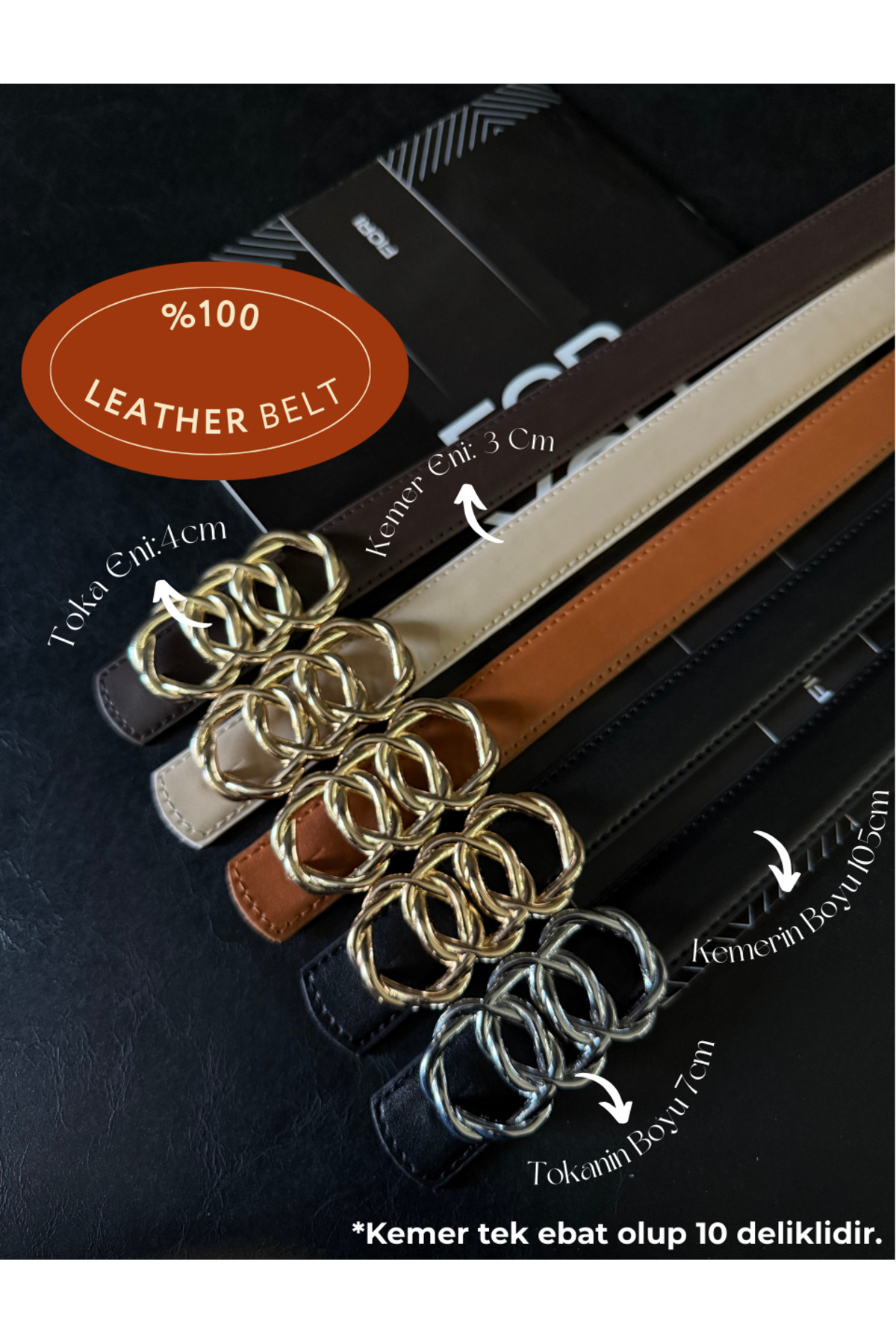 5-Pack Genuine Curved Leather Women's Pants Belt with Combined Ring Buckle, Jacket Belt, Dress Belt