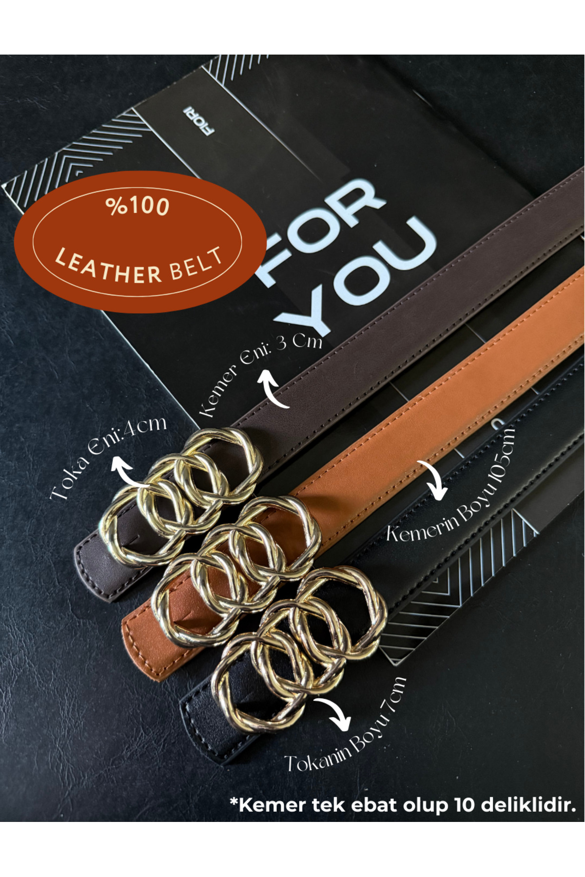 3 Pieces Genuine Curved Leather Women's Pants Belt with Unified Ring Buckle, Jacket Belt, Dress Belt