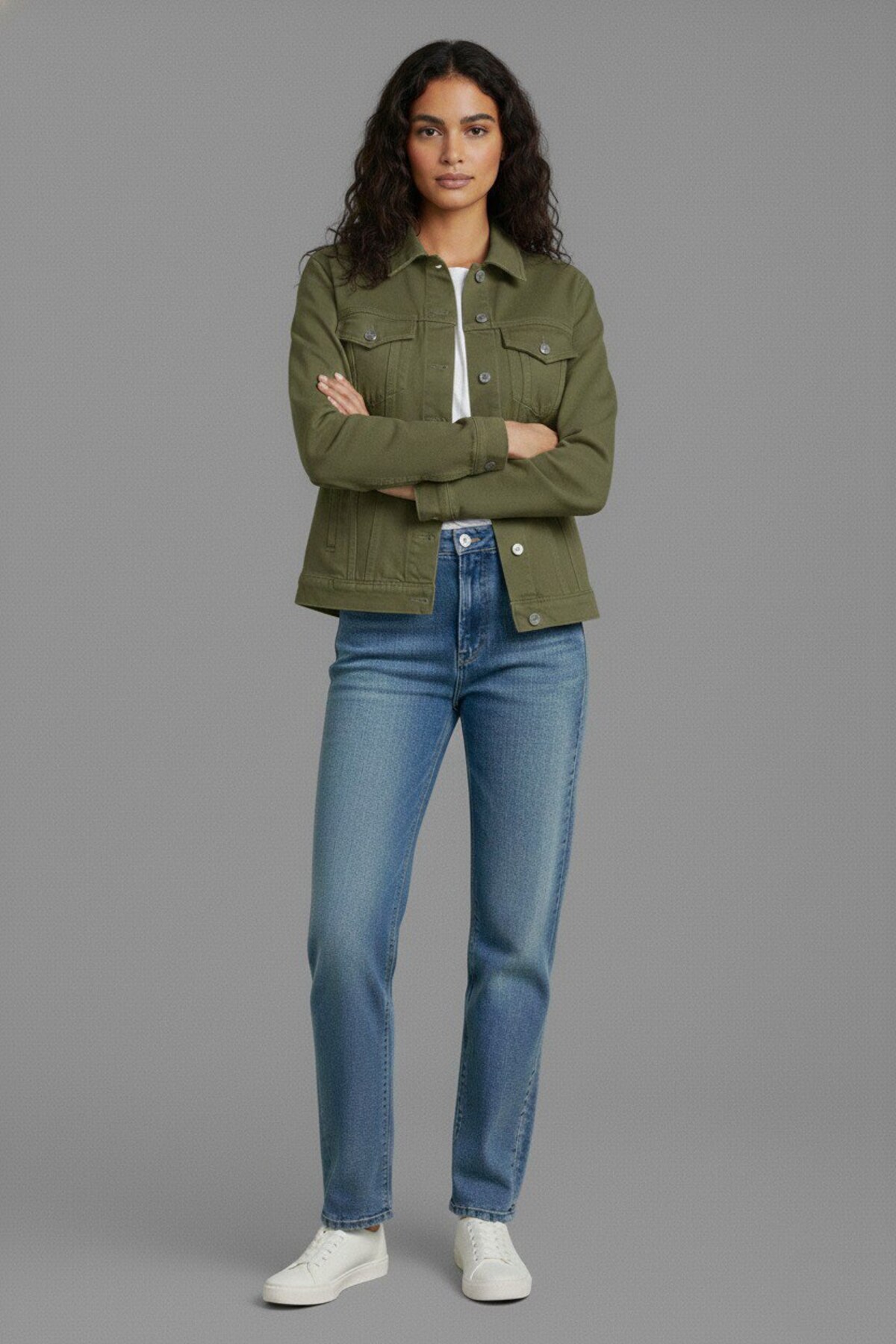 WKM  Kadın Rahat Kesim Çift Cepli Denim Kot Ceket - Görsel 3