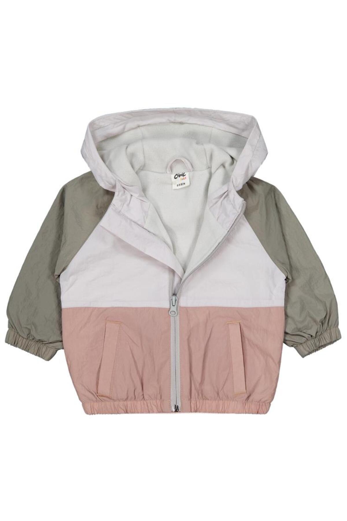 Civil Baby Blok Renkli İçi Polarlı 6-18 Ay Yağmurluk - Haki 9-12 Ay fotoğrafı 3 (önizleme)