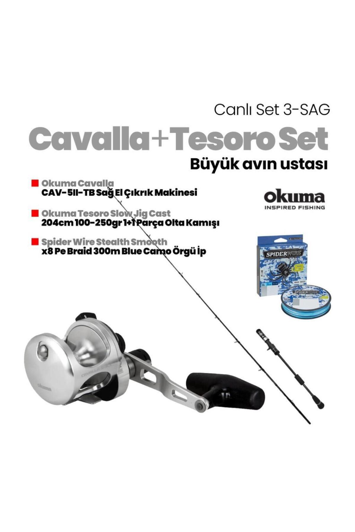 Marco Okuma Tesoro Slow Jig Tetikli 204cm Kamış - Okuma Cavalla CAV-5II-TB Sağ El Çıkrık Makinesi Set