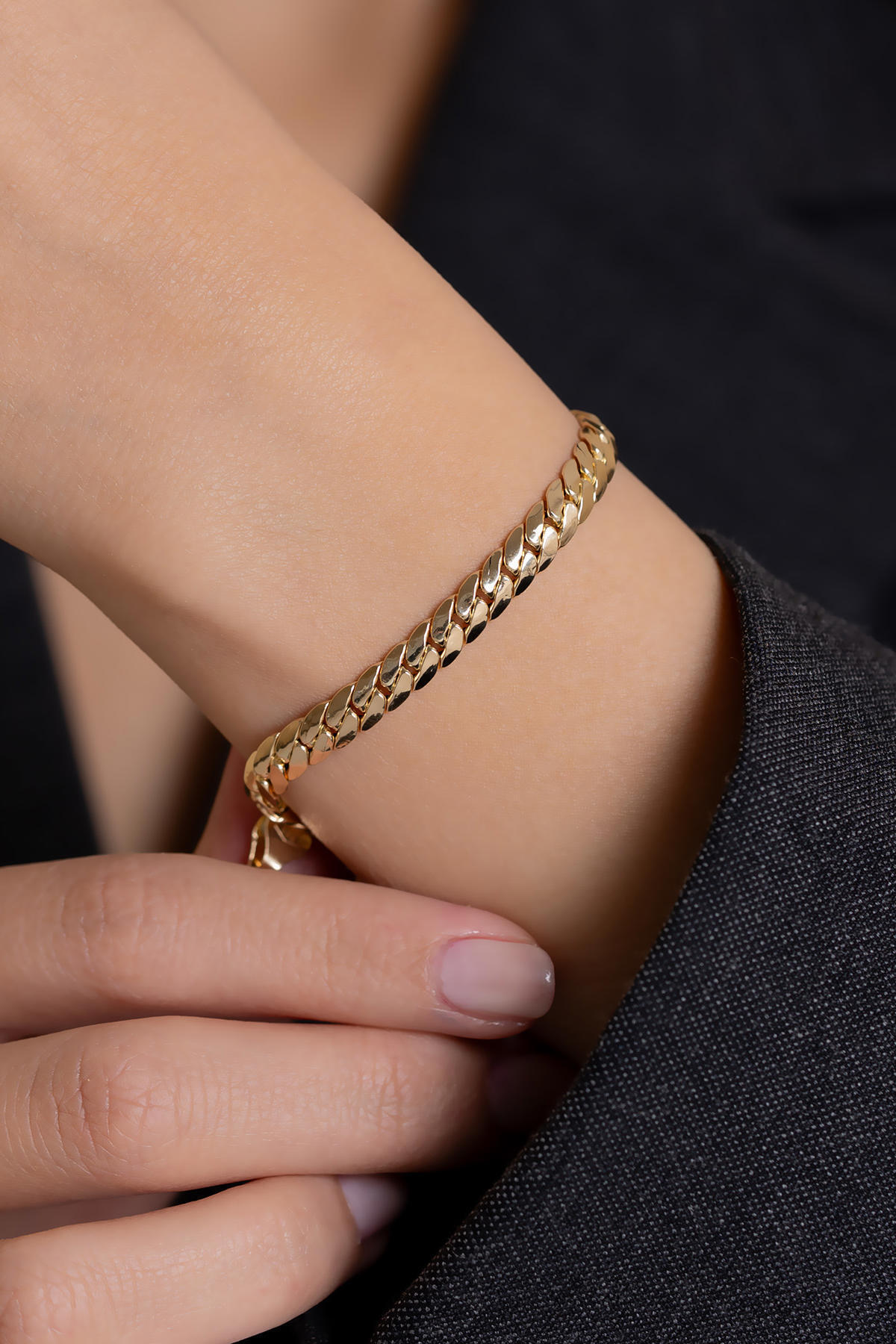 Bayar Gold 14 Ayar Altın Zarif Gurmet Bileklik 6 mm