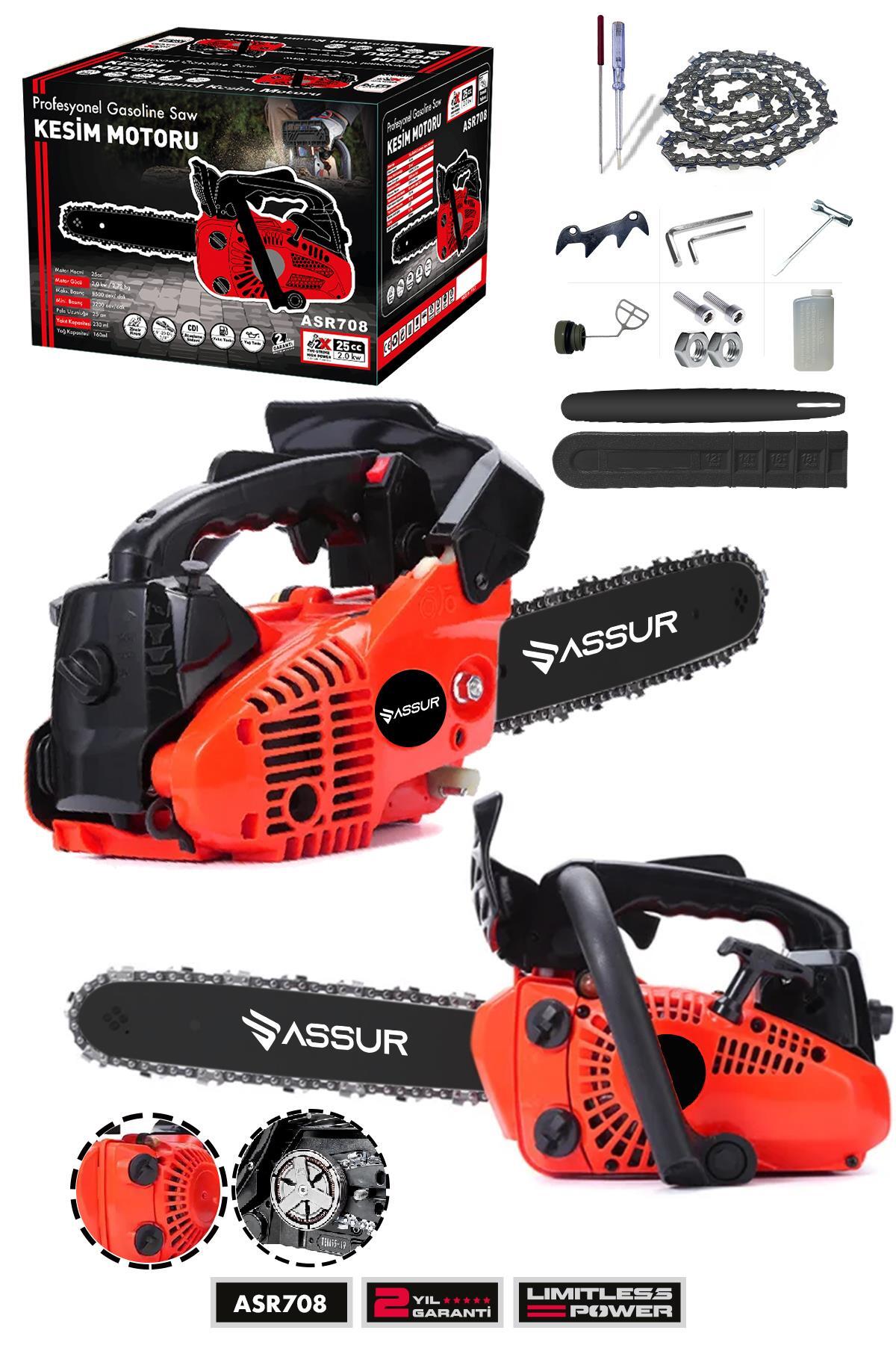 ASSUR 25cc Mini Benzinli Testere Ağaç Odun Dal Budama Kesme