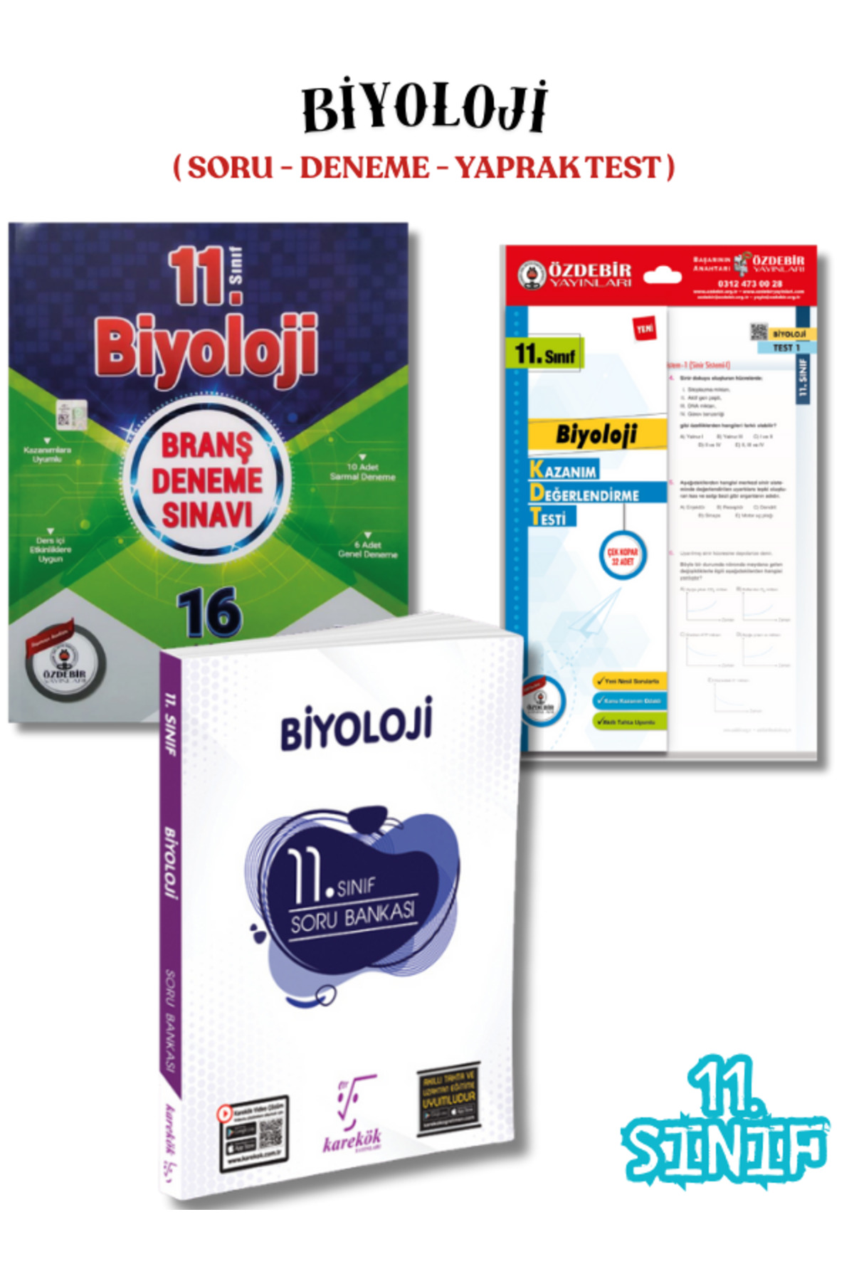 ÖZDEBİR YAYINEVİ 11.Sınıf Biyoloji 3'lü Soru Bankası,Deneme ve