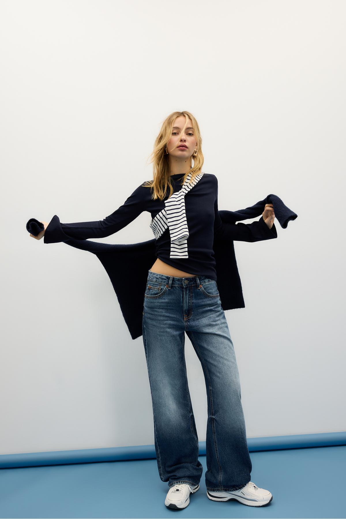 Stradivarius  D92 straight fit geniş paça jean - Görsel 2