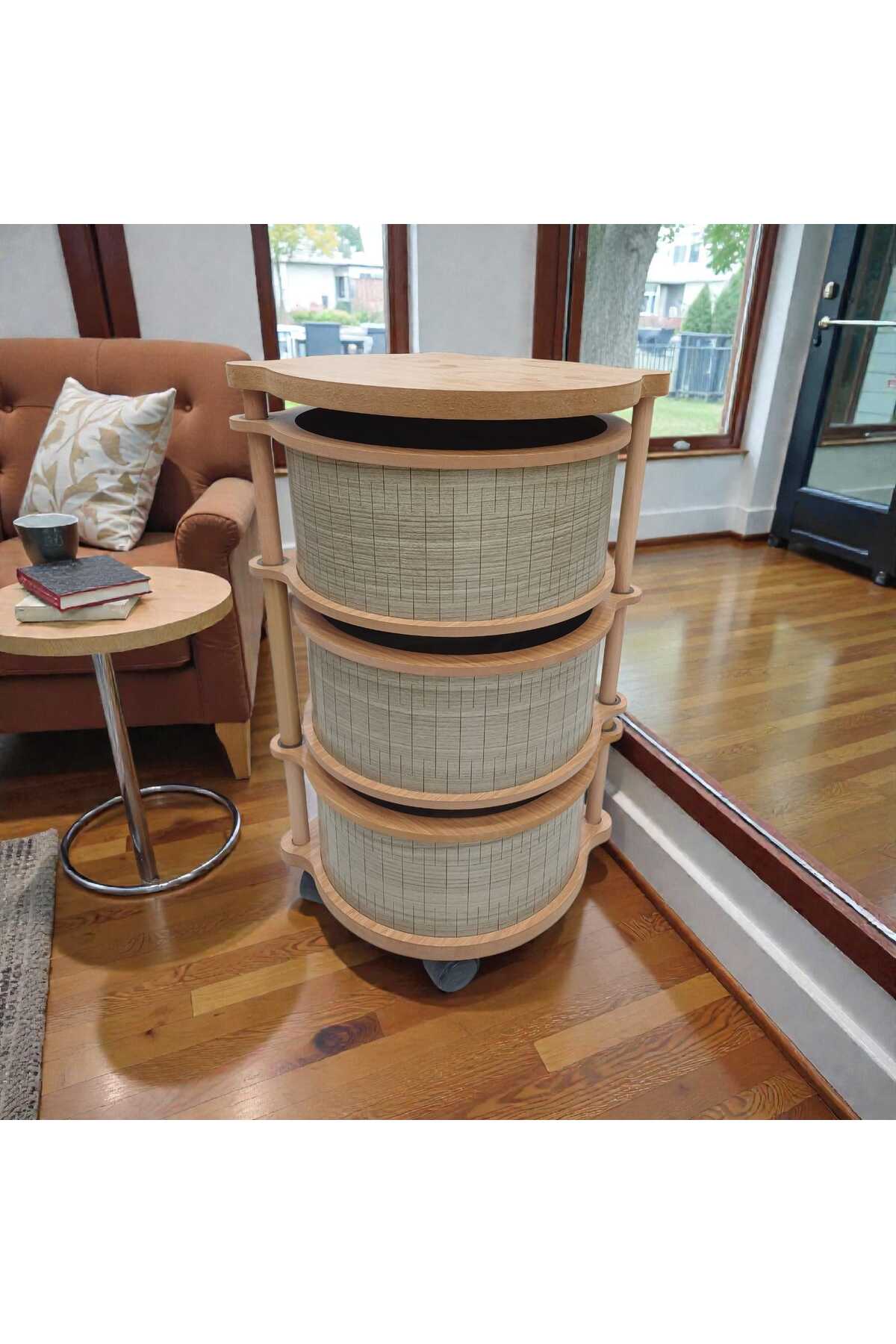 WOODEN 3 TIER VEGETABLE STAND AND ORGANIZER BOX