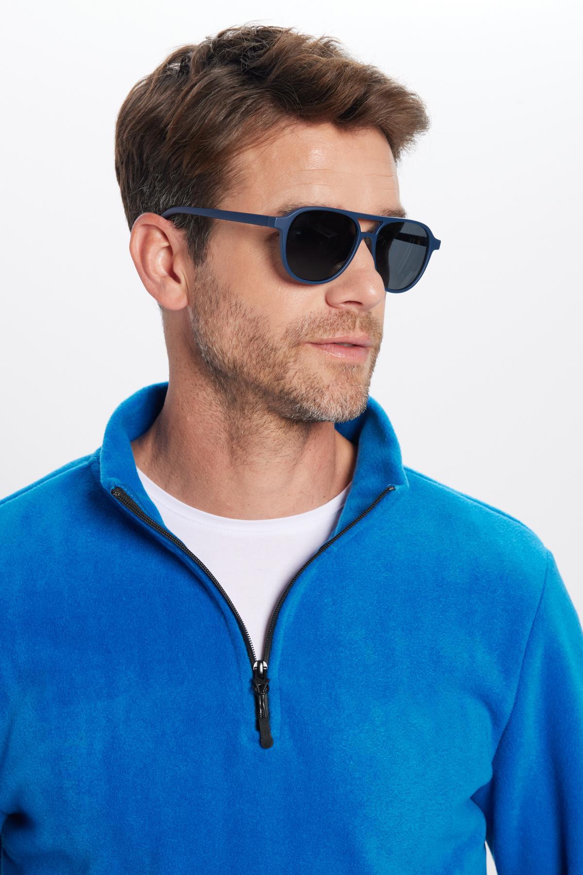 Tudors  Unisex 3'lü Paket Gri-Haki-Saks Mavi Standart Fit Tüylenme Yapmayan Soğuk Geçirmez Polar Sweatshirt - Görsel 4