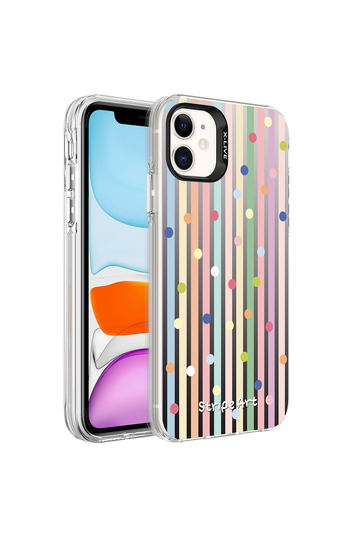 iPhone 12 Uyumlu Desenli NXXA Silver Sert Kılıf-Noktalar
