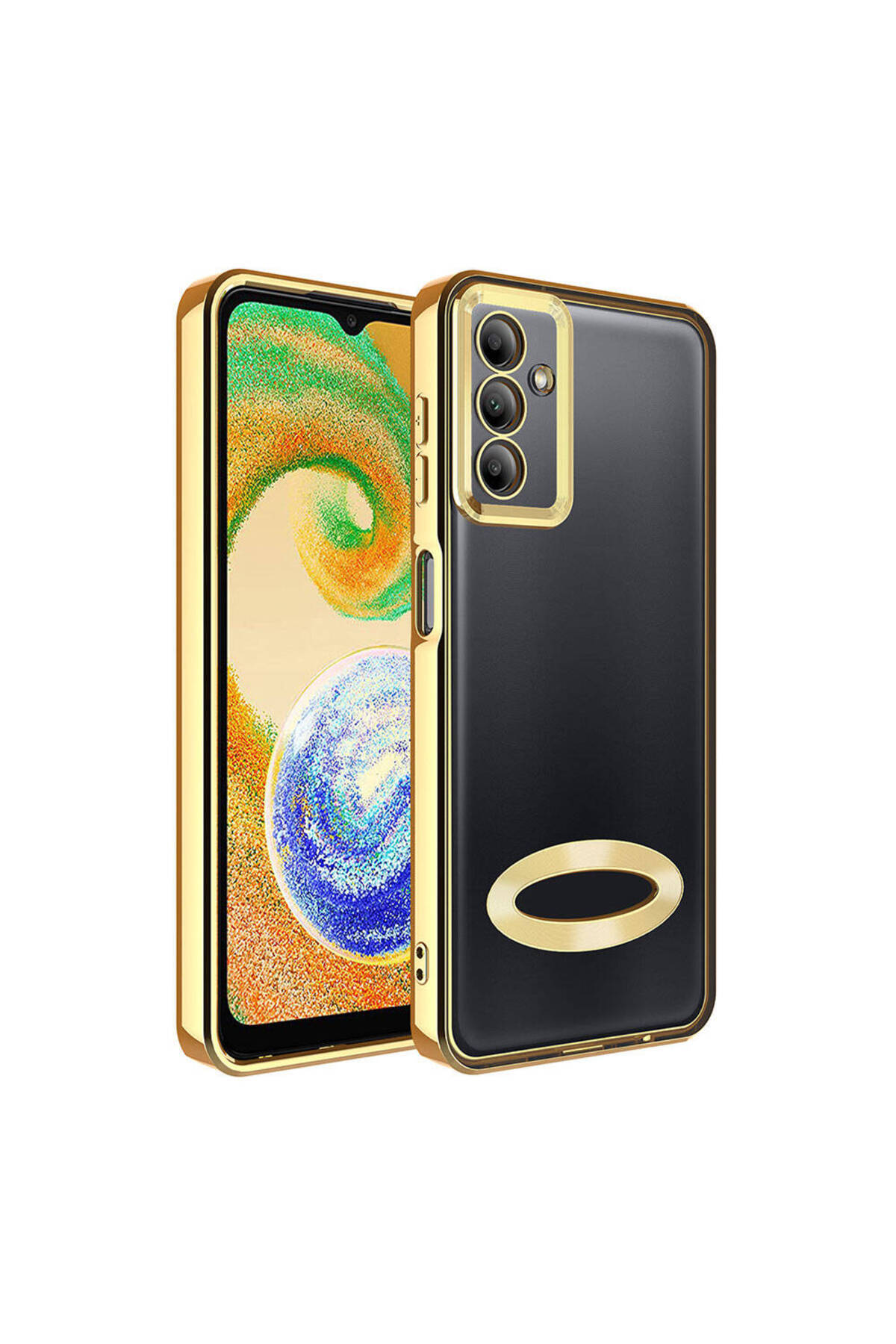 Galaxy A05S Kılıf Kamera Korumalı Logo Gösteren MSRA Omega Kapak - Gold