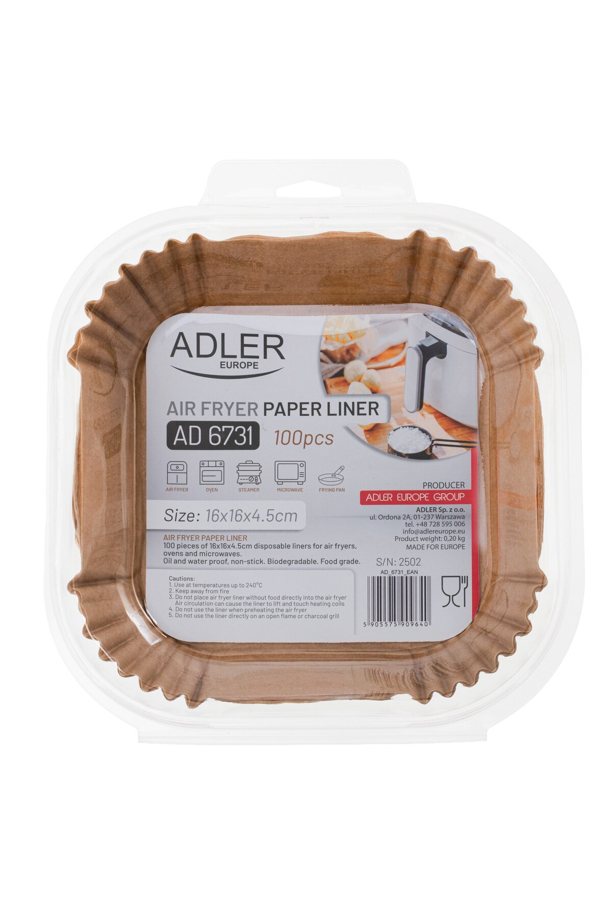 adler Náhradní díl pro horkovzdušnou fritézu AD 6731, 240 ° C, biologicky odb...