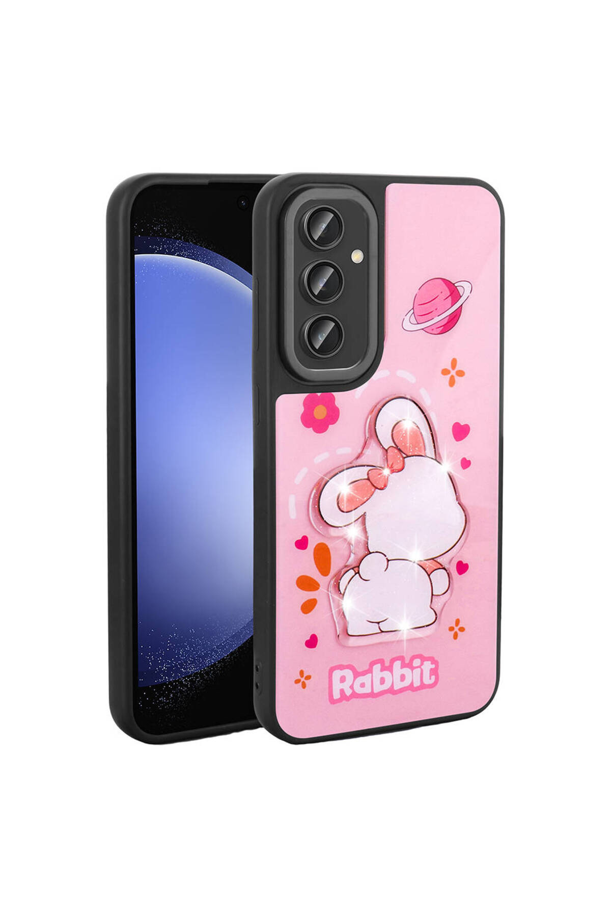 Galaxy S23 FE Kılıf Parlayan Kabartmalı İkonik Figürlü MSRA Amas Silikon Kapak - Pembe