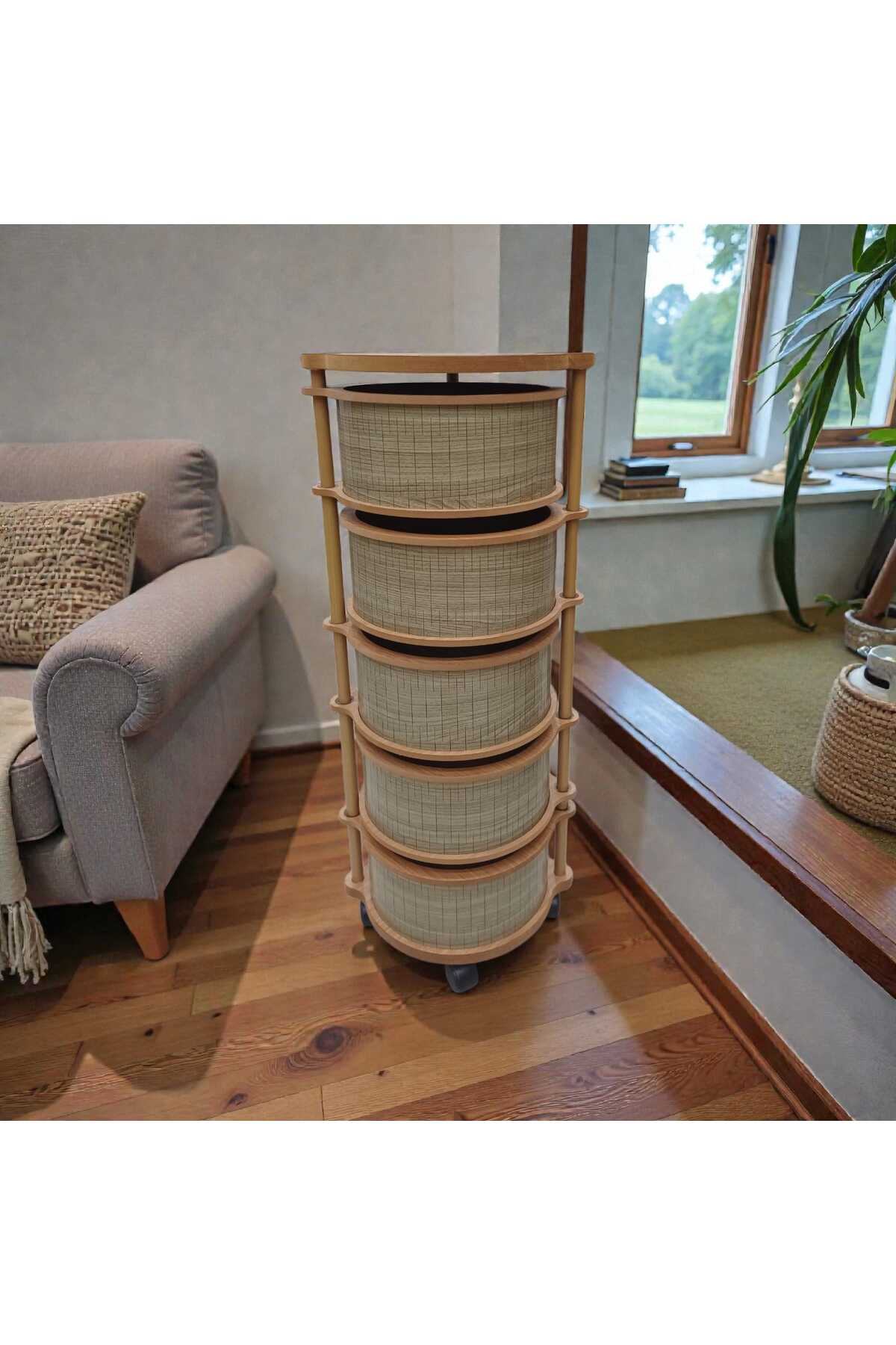 WOODEN 5 TIER VEGETABLE STAND AND ORGANIZER BOX