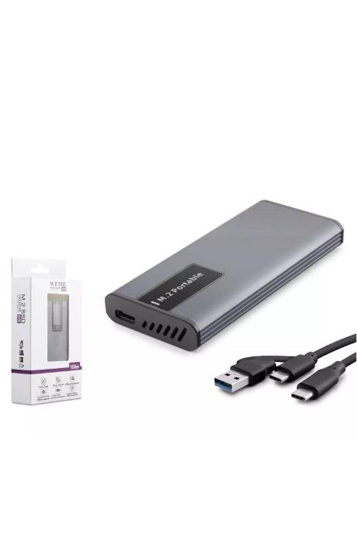 NODAR Hadron Hdx1780 Ssd Kutu Type-C3.1 + Usb3.0 Nvme + Ngff M2 Alüminyum + Plastik Chip Rtl9210B Rgb Gri