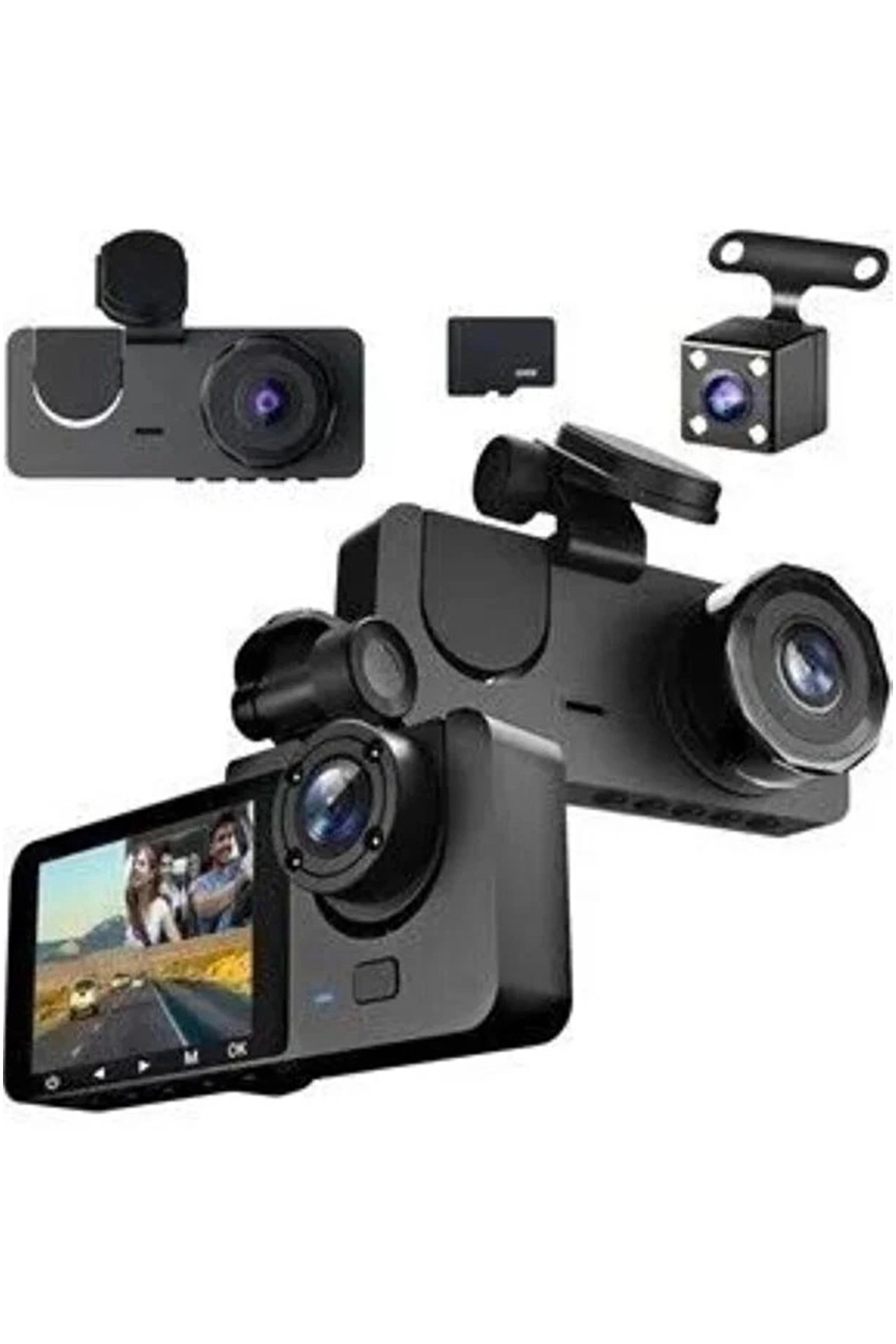 Epilons 1080p Full Hd Çözünürlüklü Üç Kameralı Araç İçi Kamera - Park Ve Sürüş Güvenliği