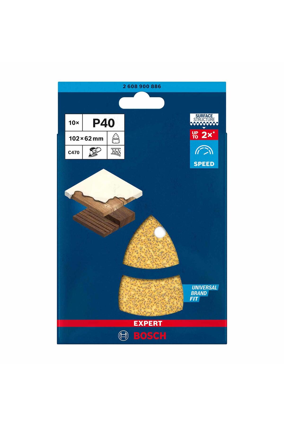 ポピー ゴースター Bosch Expert 102x62 mm 40 kum Üçgen Zımpara Kağıdı 10'lu