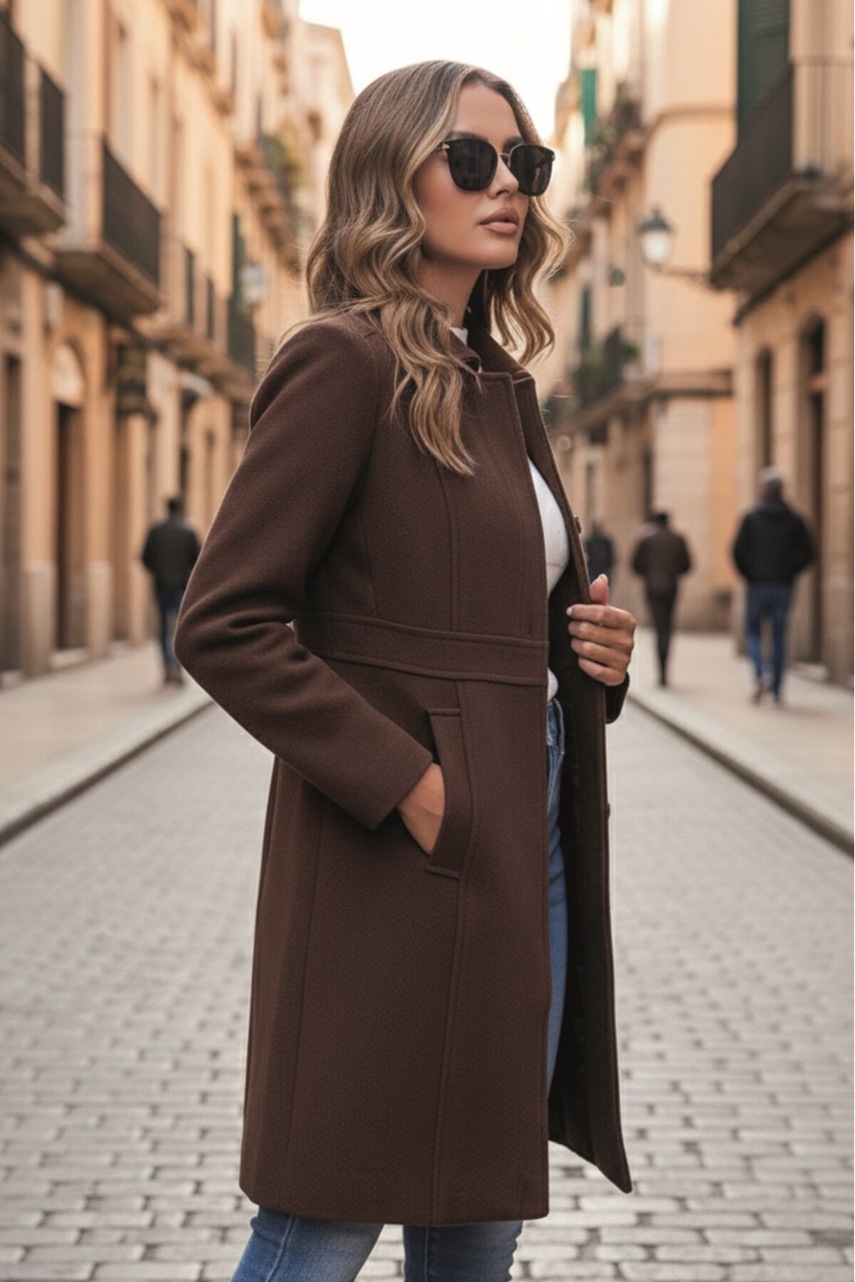 Barbora  Dikiş Detaylı Tasarım Kaşe Kaban - Görsel 2