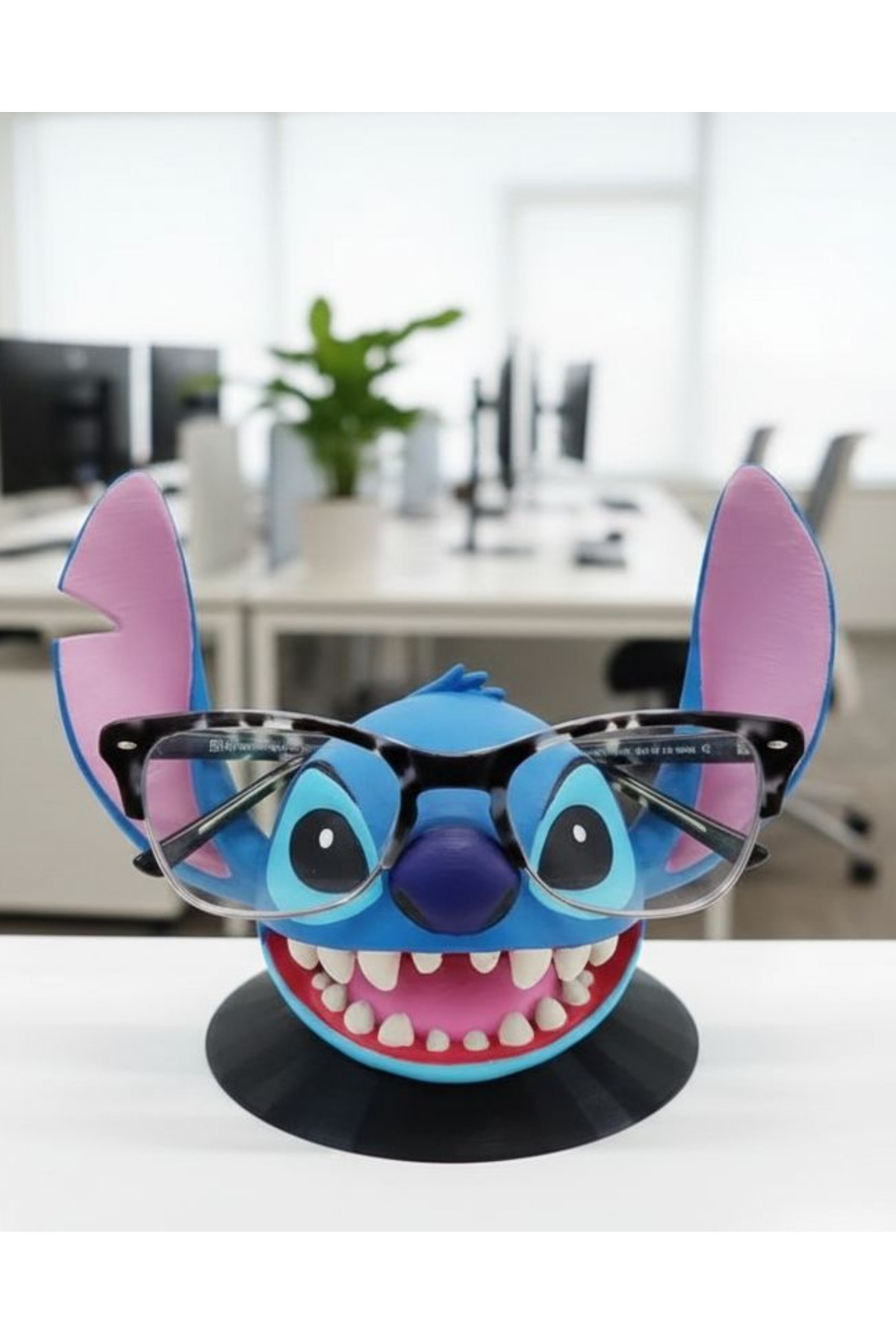 cevherprint Kişiselleştirilebilir Stitch Figür Gözlük Standı – DIY Boyama Kitli Masaüstü Dekorasyon ve Hediye